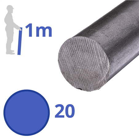 stalen blanke as 20mm, lengte 1000mm