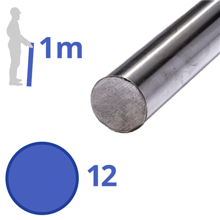 geharde as 12mm, lengte 1000mm