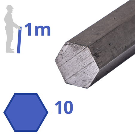 Blank zeskant 10mm lengte 1000mm