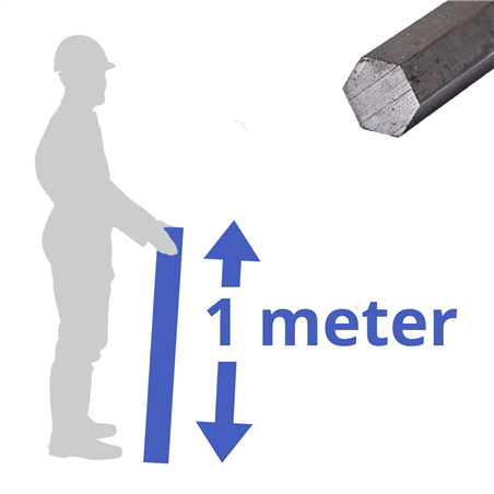 Blank zeskant 13mm, lengte 1000mm