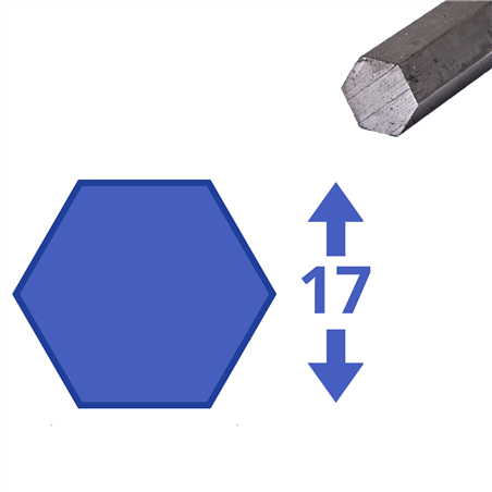 Blank zeskant 17mm, lengte 1000mm