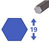 Blank zeskant 19mm, lengte 1000mm