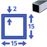 aluminium koker 15x15x2mm