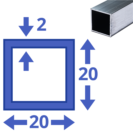 aluminium koker 20x20x2mm