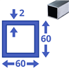 aluminium koker 60x60x2mm
