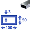 aluminium koker 100x50x3mm