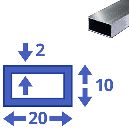 aluminium koker 20x10x2mm