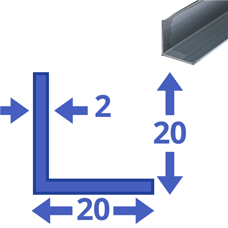 aluminium L-profiel 20x20x2mm