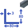 aluminium L-profiel 80x80x3mm
