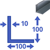 aluminium L-profiel 100x100x10mm