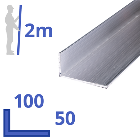 aluminium ongelijk L-profiel 100x50x3mm