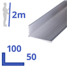 aluminium ongelijk L-profiel 100x50x3mm