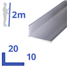 aluminium ongelijk L-profiel 20x10x2mm