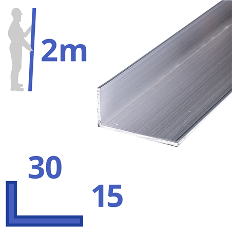 aluminium ongelijk L-profiel 30x15x2mm