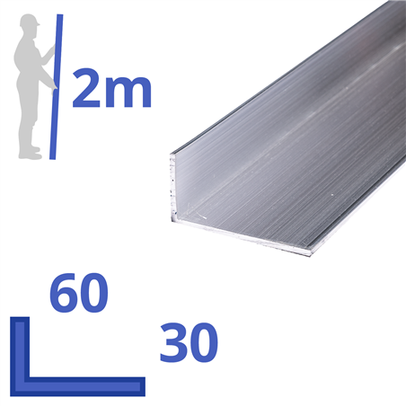 aluminium ongelijk L-profiel 60x30x2mm