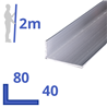 aluminium ongelijk L-profiel 80x40x4mm
