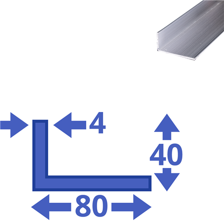aluminium ongelijk L-profiel 80x40x4mm