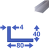 aluminium ongelijk L-profiel 80x40x4mm