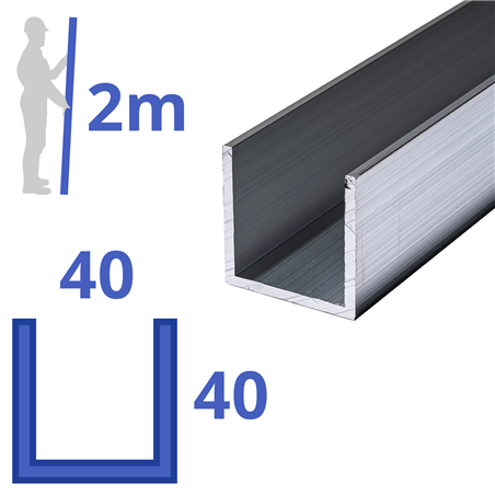 aluminium U-profiel 40x40x40x3mm