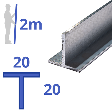 aluminium T-profiel 20x20x2mm