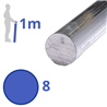 aluminium rond 8mm, lengte 1000mm
