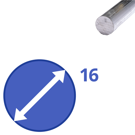 aluminium rond 16mm, lengte 1000mm