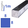 aluminium vierkant 8x8mm, lengte 1000mm