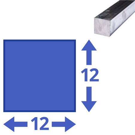 aluminium vierkant 12x12mm, lengte 1000mm