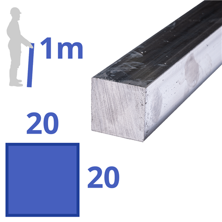 aluminium vierkant 20x20mm, lengte 1000mm