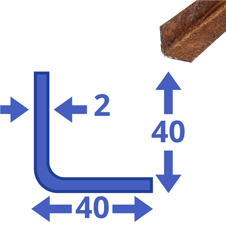 Corten L-profiel 40x40x2mm
