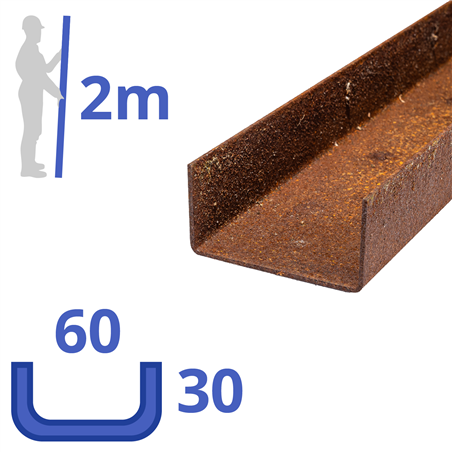Corten u-profiel 30x60x30x2mm