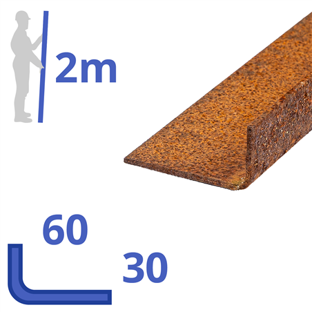 Corten L-profiel ongelijk 60 x 30 x 2mm