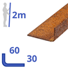 Corten L-profiel ongelijk 60 x 30 x 2mm