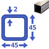 rvs koker 45x45x2mm