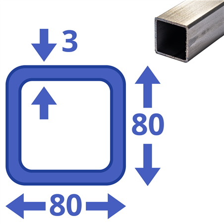 rvs koker 80x80x3mm