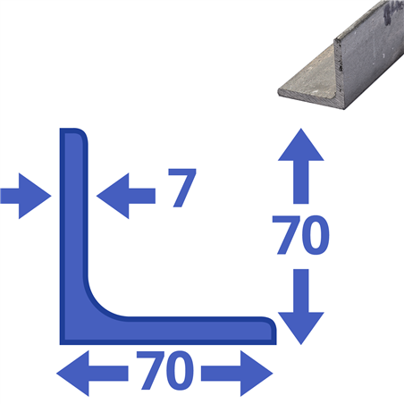 rvs L-profiel 70x70x7mm