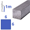 rvs vierkant 6x6mm, lengte 1000mm