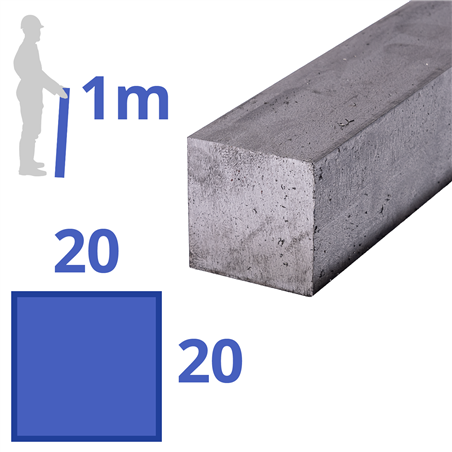 rvs vierkant 20x20mm, lengte 1000mm