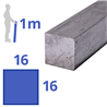 rvs vierkant 16x16mm, lengte 1000mm