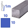 rvs vierkant 10x10mm, lengte 1000mm