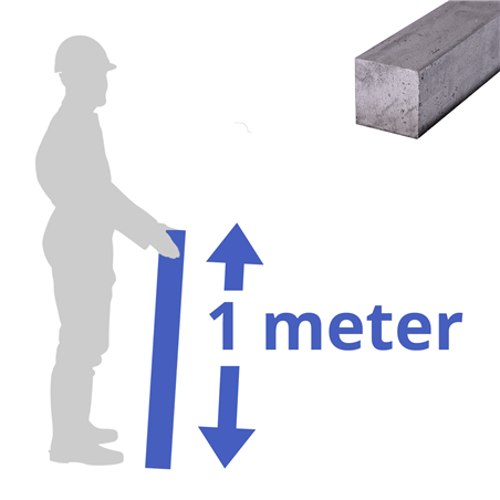 rvs vierkant 10x10mm, lengte 1000mm