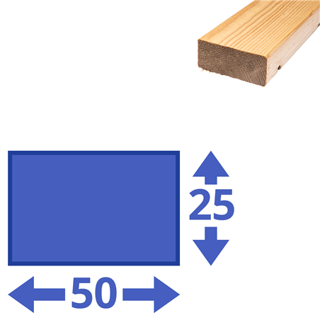 Vurenhout geschaafd 50x25 mm