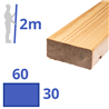 Vurenhout geschaafd 60x30 mm