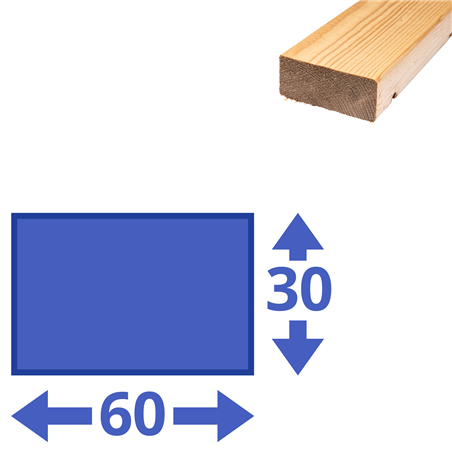 Vurenhout geschaafd 60x30 mm