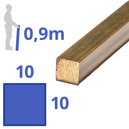 Messing vierkant 10x10mm