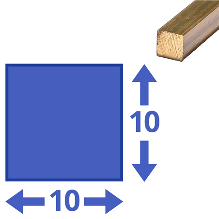 Messing vierkant 10x10mm