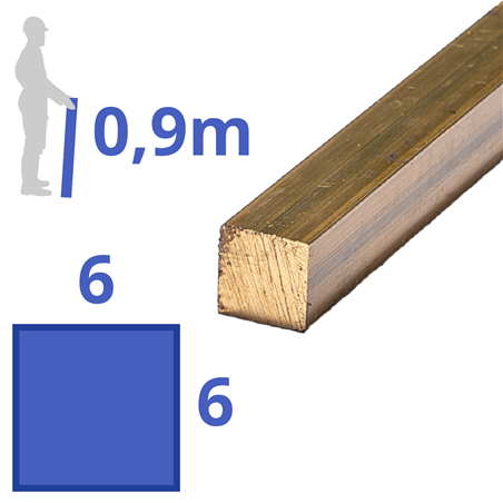Messing vierkant 6x6mm