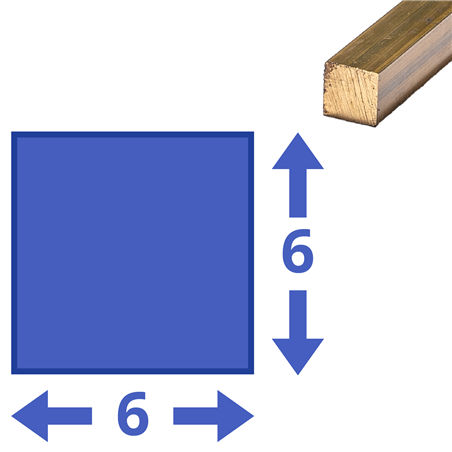 Messing vierkant 6x6mm