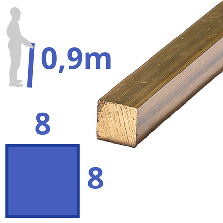 Messing vierkant 8x8mm