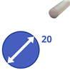 nylon massief wit rond 20mm, lengte 1000mm
